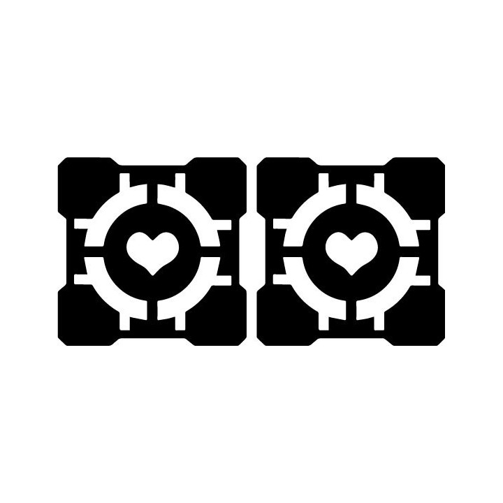 Portal Companion Cube Stickers – Gaming Decals (2-Pack)