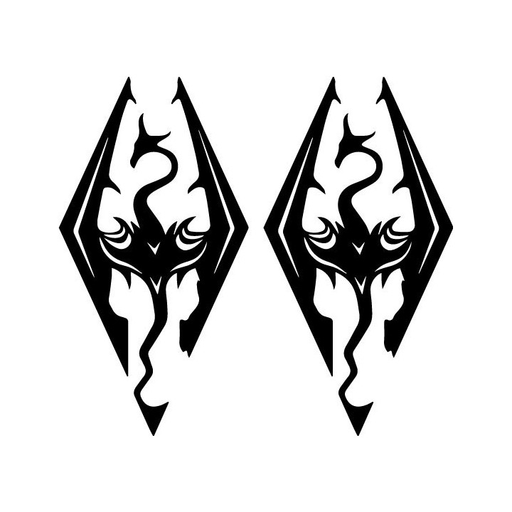 Skyrim Dragon Symbol Stickers – Dragonborn Decals (2-Pack)