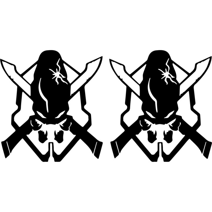 Halo Skull Crossed Rifles Stickers – Gaming Decals (2-Pack)