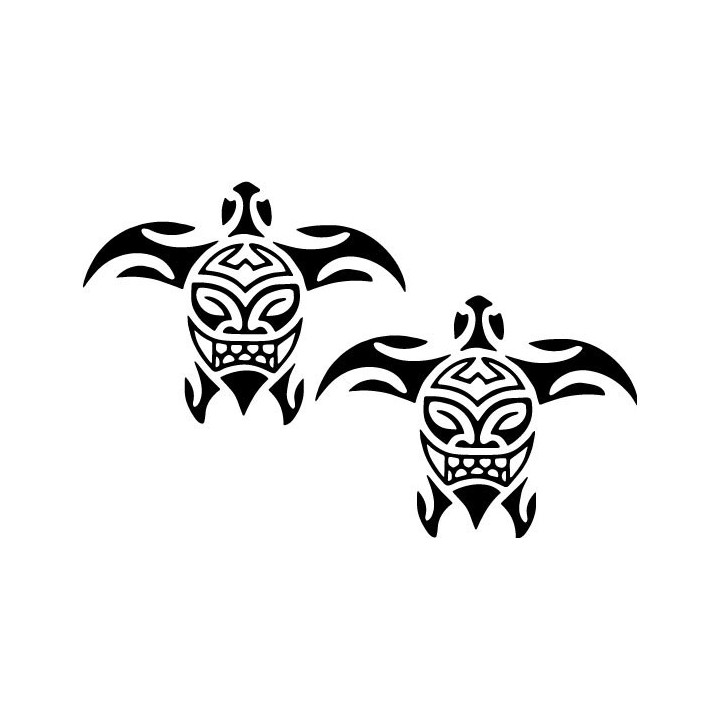 Tribal Sea Turtle Stickers – Polynesian Ocean Decals (2-Pack)